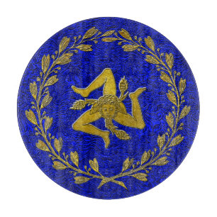 Sicilian Trinacria Olive Wreath Patina Background Cutting Board