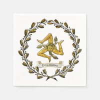 Sicilian Trinacria Olive Wreath Personalise