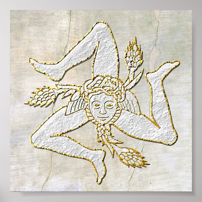 Sicilian Trinacria on Plaster Poster (Front)