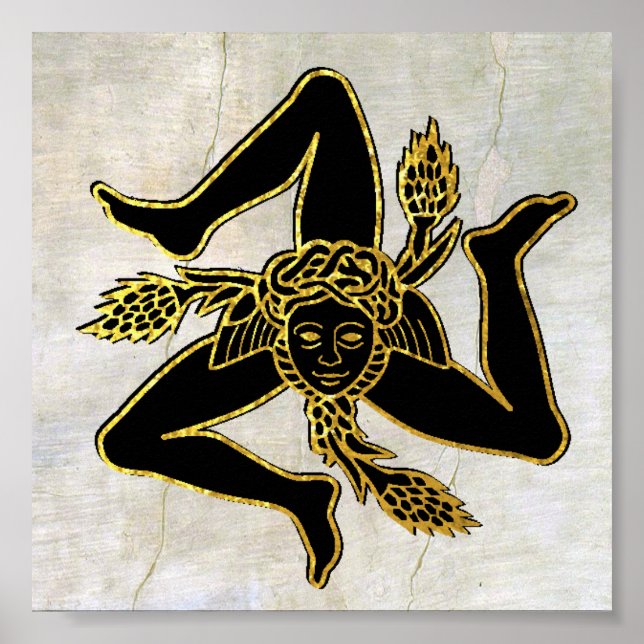 Sicilian Trinacria on Plaster Poster (Front)