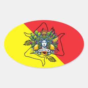 Sicilian Trinacria Oval Sticker