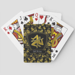 Sicilian Trinacria Your Text and Background Colour Playing Cards