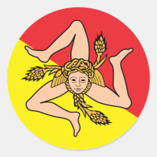 Sicilian Triskelion Round Car Stickers - Sicily