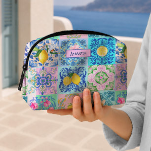Sicilian turquoise citrus Mediterranean azulejo Dopp Kit