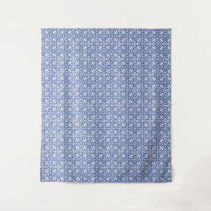 Sicilian Vintage Blue & White Tiles Photo Backdrop Tapestry