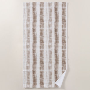 Sicilian Woven Cream Tan Stripes Beach Towel