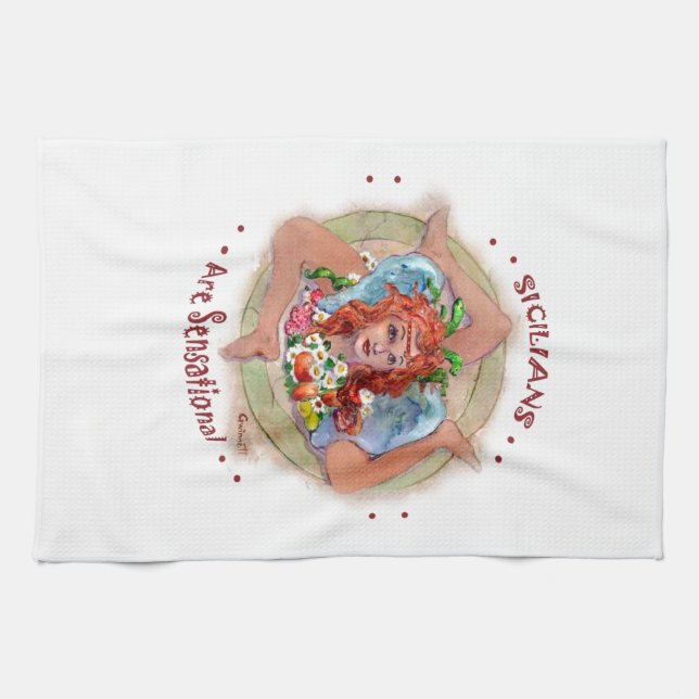 Sicilians are Sensational Tea Towel (Horizontal)