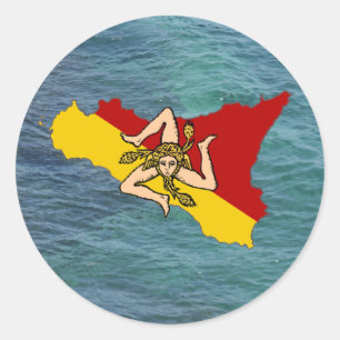 Sicily and Trinacria over Sea Classic Round Sticker
