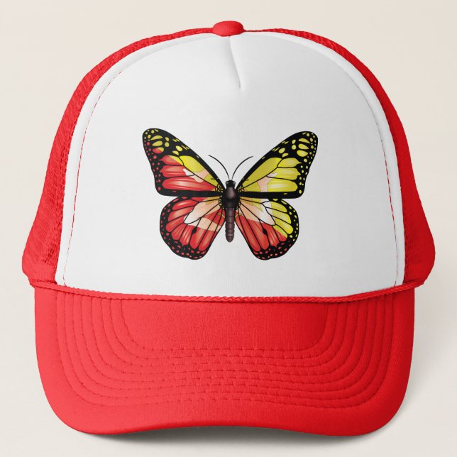 Sicily butterfly monarch flag trucker hat (Front)