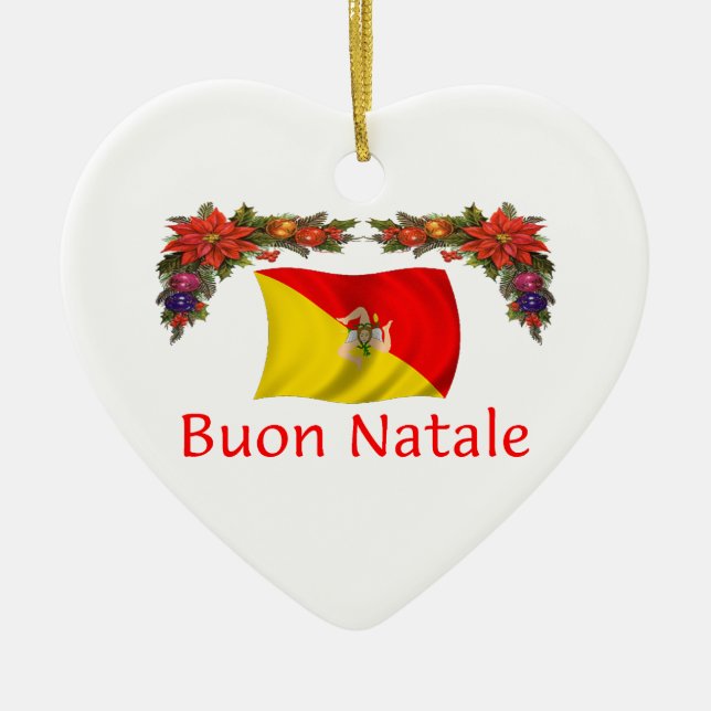 Sicily Christmas Ceramic Tree Decoration (Front)