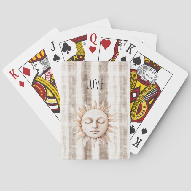 Sicily Cream Rustic Cream Sun Stripes Playing Cards (Back)