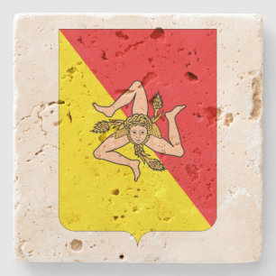 Sicily Crest Wine Travertine Coaster