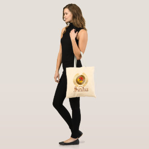Sicily Flag and  Emblem Patriotic Tote Bag