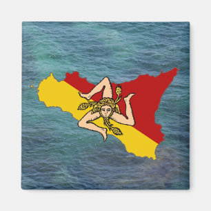 Sicily Flag & Island Magnet