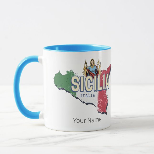 Sicily Flag Italy Retro Map Vintage Souvenir Mug (Left)