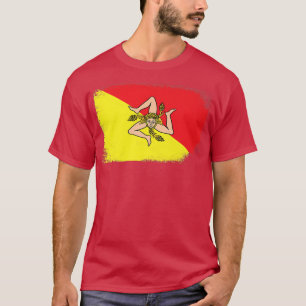 Sicily Flag Map Italy Sicilian Kingdom Italian Piz T-Shirt
