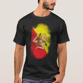 Sicily Flag Souvenir - Distressed Sicilian Design T-Shirt