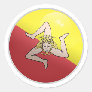 Sicily Glossy Circle Flag Classic Round Sticker