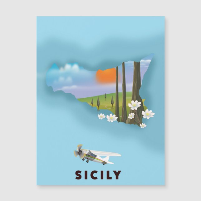 Sicily Illustrated map travel poster (Front)