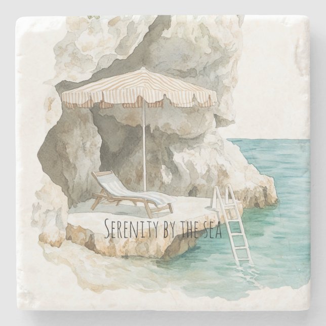 Sicily Italian Ocean Coast Stone Coaster (Front)