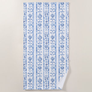 Sicily Italian Rustic Blue Stripes Beach Towel