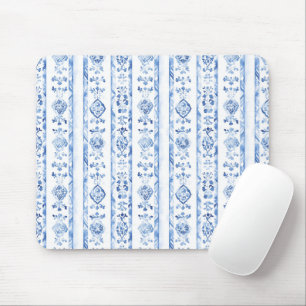 Sicily Italian Rustic Blue Stripes Mouse Pad