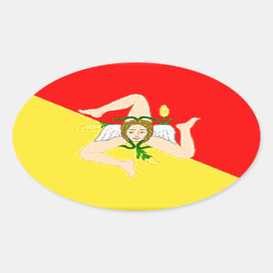 Sicily (Italy) Flag Oval Sticker