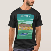 Sicily Italy Palermo Vintage Minimal Travel Poster