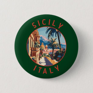 Sicily Italy Retro Distressed Circle 6 Cm Round Badge