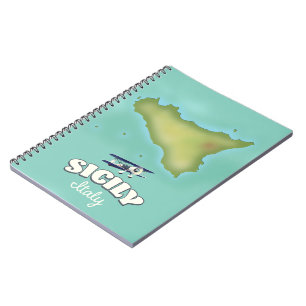 Sicily Italy vintage style map Notebook