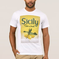 Sicily lemon vintage travel poster