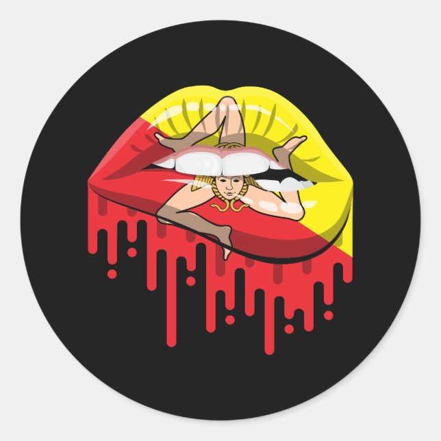 Sicily lips pride root flag classic round sticker (Front)