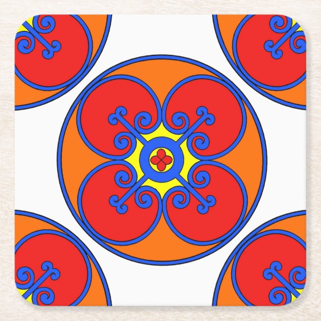 Sicily Mediterranean Design Square Paper Coaster (Front)