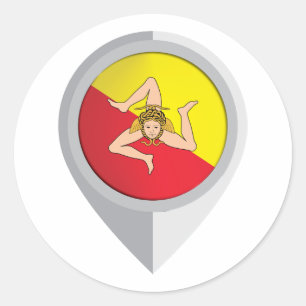 Sicily Pin Location Flag Classic Round Sticker