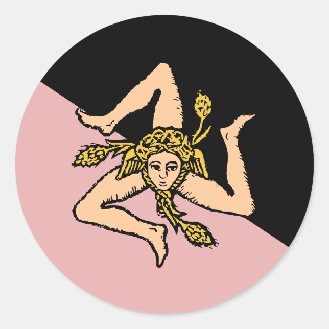 Sicily (Pink And Black), Italy flag Classic Round Sticker (Front)