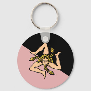 Sicily (Pink And Black), Italy flag Key Ring