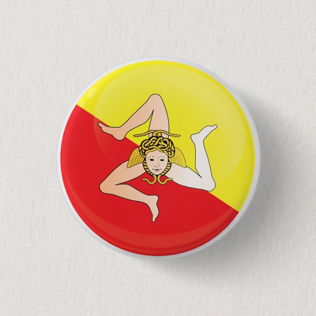 Sicily  Round Icon Flag 3 Cm Round Badge (Front)