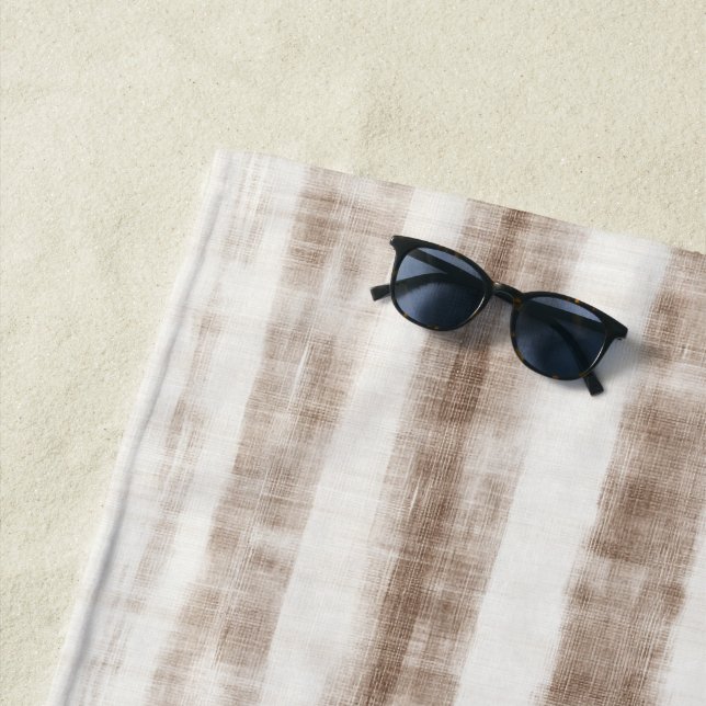 Sicily Rustic Brown Stripes  Beach Towel (In Situ)