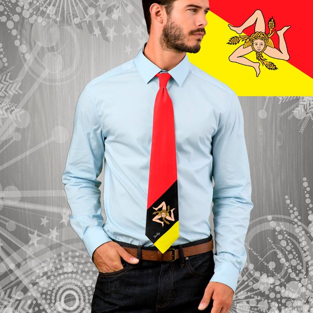 Sicily, Triskelion Tie, Sicilian flag fashion Tie (Creator Uploaded)