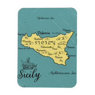 Sicily Vintage Nautical Map Magnet
