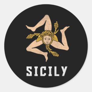 Sicily Vintage Style Flag  Classic Round Sticker