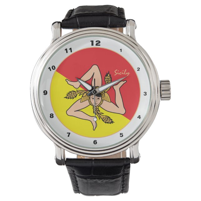 Sicily watch ,Sicilian Flag, trendy fashion (Front)