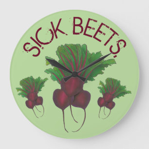 Sick Beets (Beats) Red Beet Vegetarian Funny Food Large Clock