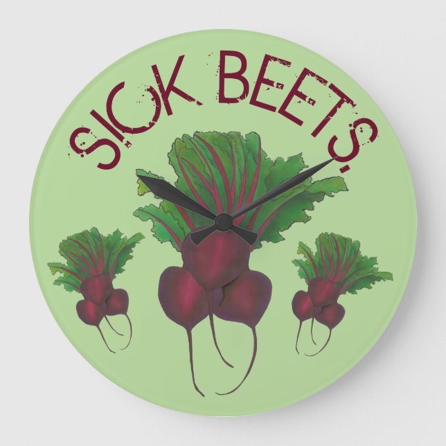 Sick Beets (Beats) Red Beet Vegetarian Funny Food Large Clock (Front)
