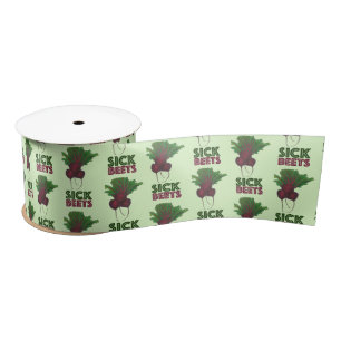 Sick Beets (Beats) Red Beet Vegetarian Funny Food Satin Ribbon