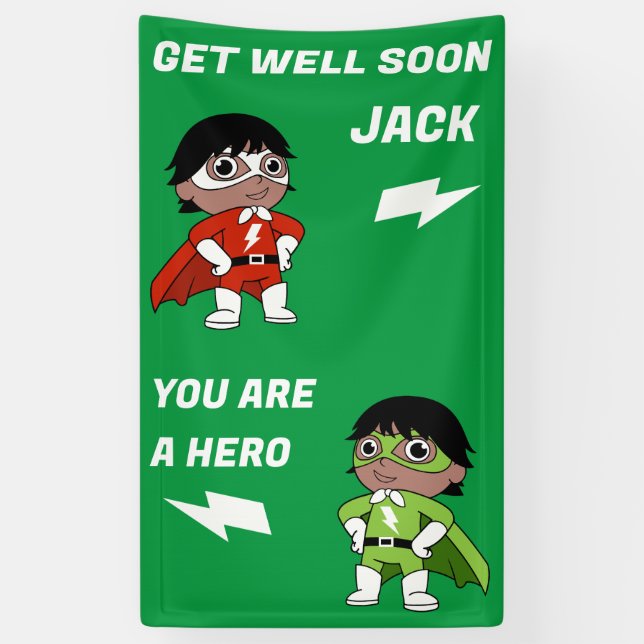 Sick Boy Super Hero Get Well Banner (Vertical)