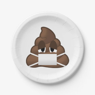 Sick Mask Poop Emoji Paper Plate