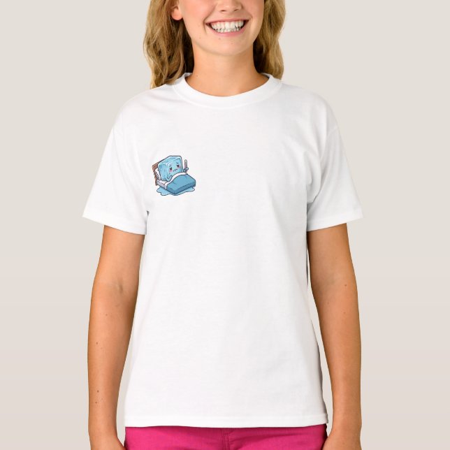 Sick Melting Ice Cube Cartoon Fever Kids T-Shirt (Front)