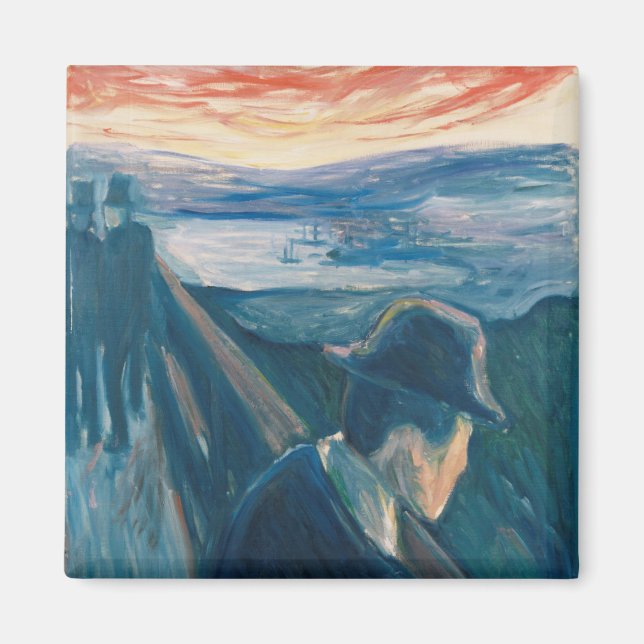 Sick Mood at Sunset, Despair (by Edvard Munch) Magnet (Front)