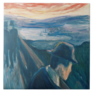 Sick Mood at Sunset, Despair (by Edvard Munch) Tile